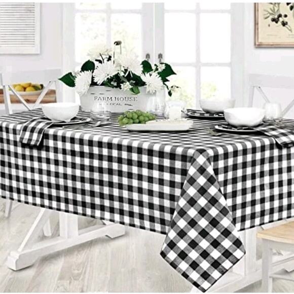 Country Rustic Buffalo Plaid Cotton Tablecloth, Checkered Cottage 50" Square - Picture 1 of 6